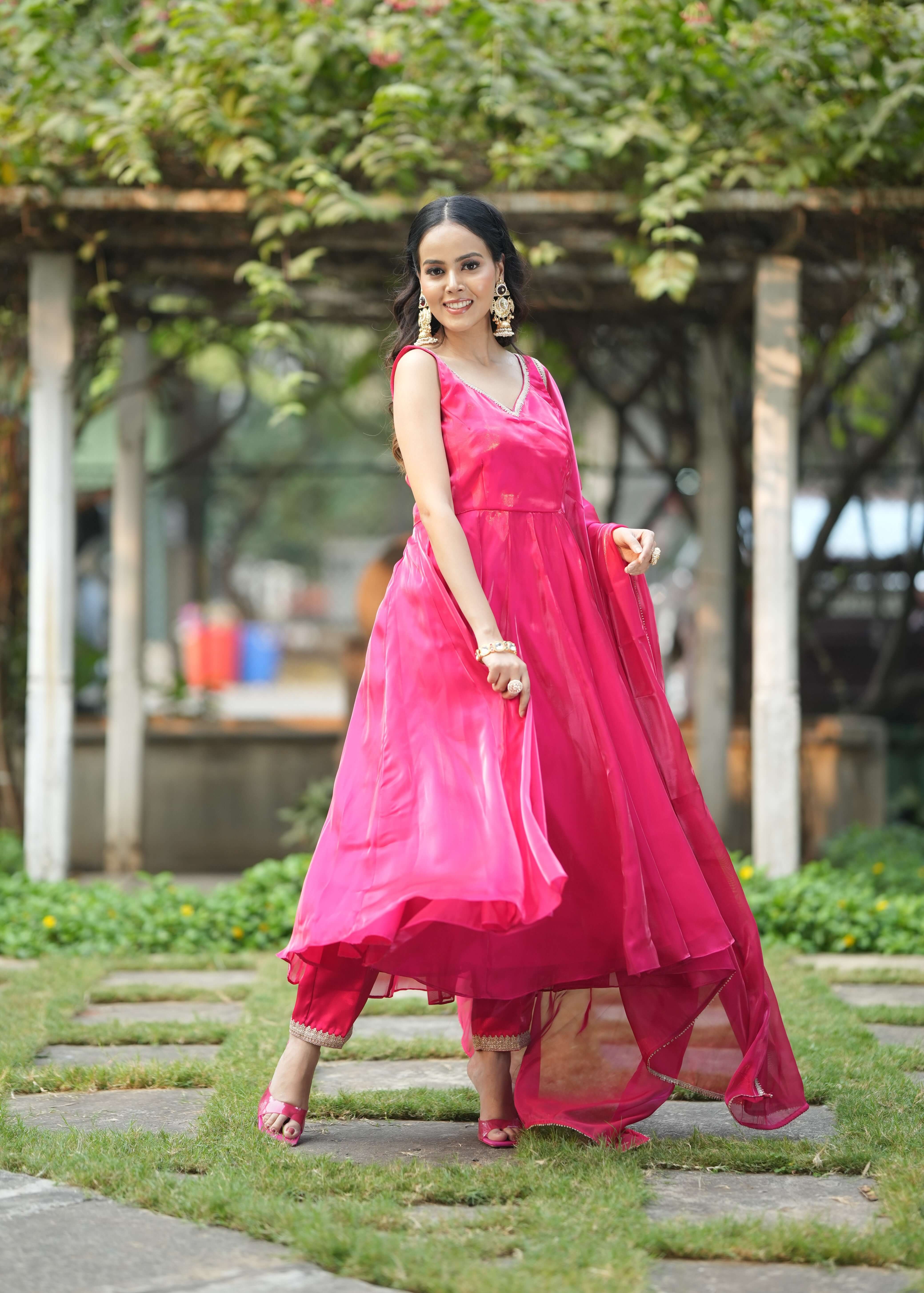 Flowing Red Anarkali Suit | Neha Sharma Label |